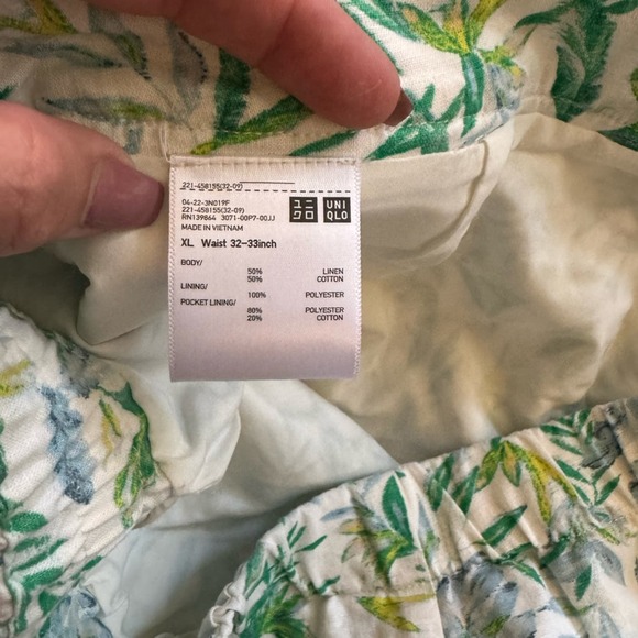 Uniqlo women’s off white floral print Linen Blend Skort size XL - Picture 6 of 7